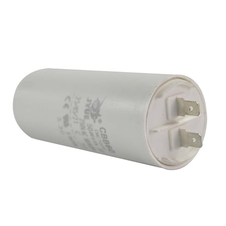 Interstate Pneumatics 50MFD +/-5% 50Hz/60Hz AC 250V Cylinder Motor Running Capacitor - 2 Pin, White, 8mm Threaded End CMC7006